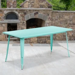 Charis Commercial Grade 31.5" X 63" Rectangular Mint Green Metal Indoor-Outdoor Table