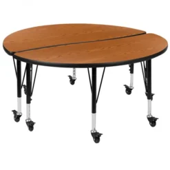 Emmy 2 Piece Mobile Emmy 60" Circle Wave Flexible Grey Thermal Laminate Adjustable Activity Table Set