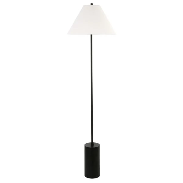 Somerset 64" Tall Floor Lamp With Fabric Shade In Blackened Bronze/White 1 Somerset 64" Tall Floor Lamp With Fabric Shade In Blackened Bronze/White