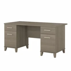 Bush Furniture Somerset 60W Office Desk With Drawers In Ash Gray