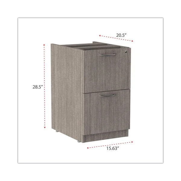 Alera Valencia Series Full Pedestal File, Left Or Right, 2 Legal/Letter-Size File Drawers, Gray, 15.63" X 20.5" X 28.5" 3 Alera Valencia Series Full Pedestal File, Left Or Right, 2 Legal/Letter-Size File Drawers, Gray, 15.63" X 20.5" X 28.5" - Image 3