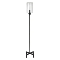 Panos 66.25" Tall Floor Lamp With Glass Shade In Blackened Bronze/Seeded