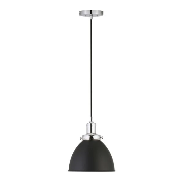 Madison 8" Wide Pendant With Metal Shade In Blackened Bronze/Polished Nickel/Blackened Bronze 1 Madison 8" Wide Pendant With Metal Shade In Blackened Bronze/Polished Nickel/Blackened Bronze