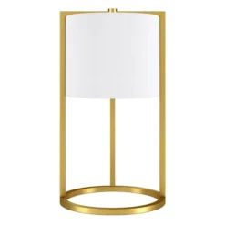 Peyton 22" Tall Asymmetric Table Lamp With Fabric Shade In Brass/White
