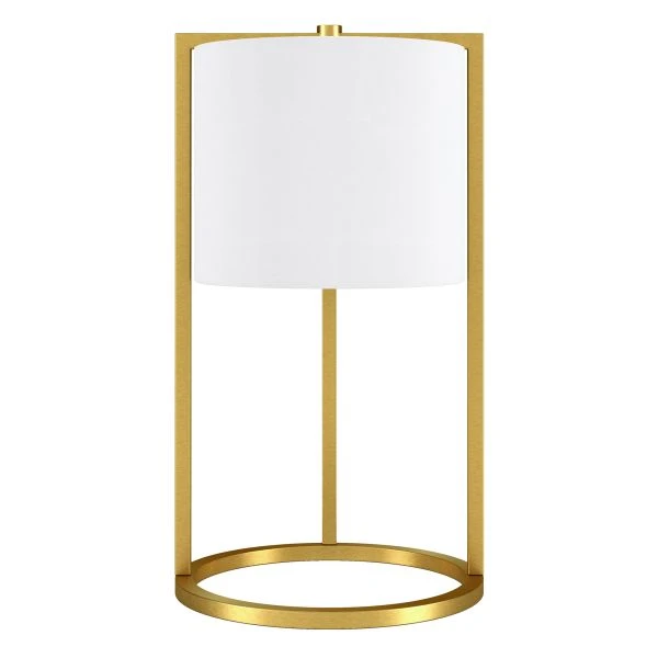 Peyton 22" Tall Asymmetric Table Lamp With Fabric Shade In Brass/White 1 Peyton 22" Tall Asymmetric Table Lamp With Fabric Shade In Brass/White