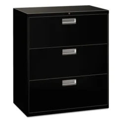 HON 600 Series Three-Drawer Lateral File, Letter/Legal/A4, 36w X 18d, Black