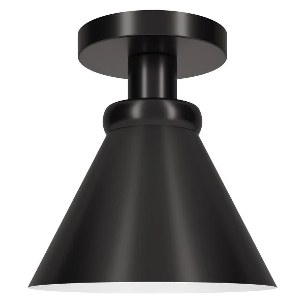 Zeno 8.5" Semi Flush Mount With Metal Shade In Blackened Bronze/Blackened Bronze 1 Zeno 8.5" Semi Flush Mount With Metal Shade In Blackened Bronze/Blackened Bronze