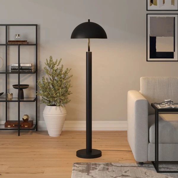York 58" Tall Floor Lamp With Metal Shade In Blackened Bronze 4 York 58" Tall Floor Lamp With Metal Shade In Blackened Bronze - Image 4