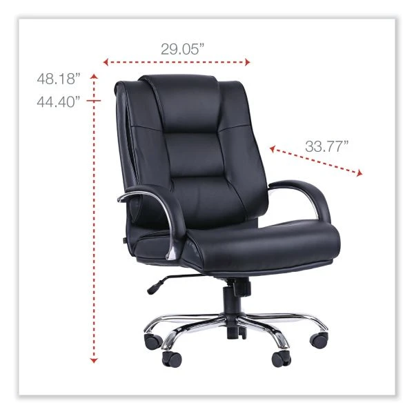 Alera Ravino Big/Tall High-Back Bonded Leather Chair, Headrest, Supports 450 Lb, 20.07" To 23.74" Seat, Black, Chrome Base 12 Alera Ravino Big/Tall High-Back Bonded Leather Chair, Headrest, Supports 450 Lb, 20.07" To 23.74" Seat, Black, Chrome Base - Image 12