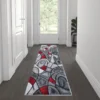 Jubilee Collection 2' X 7' Red Abstract Area Rug - Olefin Rug With Jute Backing For Hallway, Entryway, Bedroom, Living Room