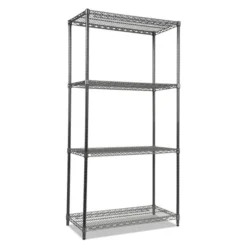 Alera Wire Shelving Starter Kit, Four-Shelf, 36w X 18d X 72h, Black Anthracite