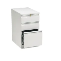 HON Brigade Mobile Pedestal With Pencil Tray Insert, Left/Right, 3-Drawers: Box/Box/File, Letter, Light Gray, 15" X 22.88" X 28"