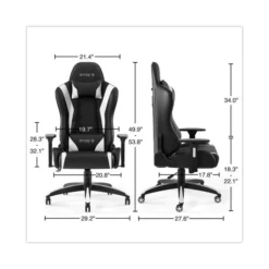 Emerge Vartan Bonded Leather Gaming Chair, Supports Up To 275 Lbs, White/Black Seat, White/Black Back, Black Base -office furniture sale d0b3683b92bc8627b10e3d6b039198deed