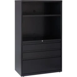 Lorell 3 Drawer Lateral File Cabinet Combo Unit, Letter/Legal/A4, 36" Wide, Black