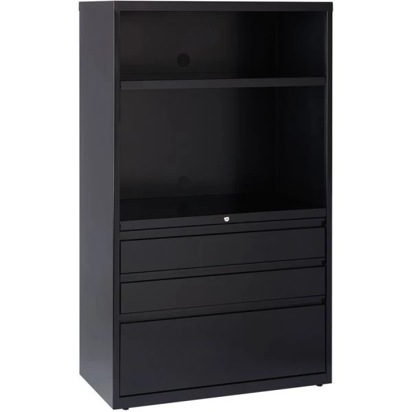 Lorell 3 Drawer Lateral File Cabinet Combo Unit, Letter/Legal/A4, 36" Wide, Black 1 Lorell 3 Drawer Lateral File Cabinet Combo Unit, Letter/Legal/A4, 36" Wide, Black