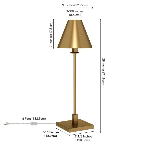 Clement 28" Tall Table Lamp With Metal Shade In Brass/Brass 2 Clement 28" Tall Table Lamp With Metal Shade In Brass/Brass - Image 2