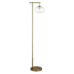Blume 68" Tall Arc Floor Lamp With Glass Shade In Brushed Brass/Seeded