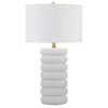 Zelda 25" Tall Ceramic Bubble Body Table Lamp With Fabric Shade In Matte White/Brass/White