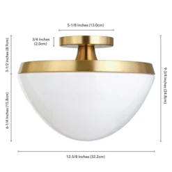 Durant 12.62" Wide Semi Flush Mount With Glass Shade In Brass/White Milk 8 Durant 12.62" Wide Semi Flush Mount With Glass Shade In Brass/White Milk -office furniture sale d110698036c01fb6be19ef7e418a54ebcd