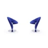 Curl Swivel Accent Chair In Blue And Polished Chrome (Set Of 2)