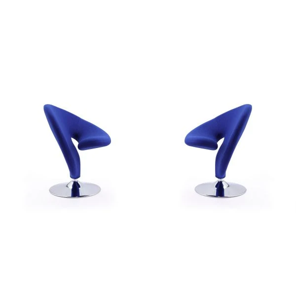 Curl Swivel Accent Chair In Blue And Polished Chrome (Set Of 2) 1 Curl Swivel Accent Chair In Blue And Polished Chrome (Set Of 2)