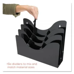 Deflecto 3-Tier Document Organizer W/6 Removable Dividers, 13.38w X 3.5d X 11.5h, Black -office furniture sale d152861d9870ccbe120bf6629001ca641e