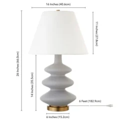 Carleta 26.5" Tall Triple Gourd Table Lamp With Fabric Shade In Cool Gray/White -office furniture sale d18b7080e5cd2ae3878e936bd88cec5ef9
