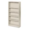 HON Metal Bookcase, Five-Shelf, 34.5w X 12.63d X 71h, Light Gray