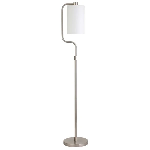Rotolo 62" Tall Floor Lamp With Fabric Shade In Brushed Nickel/White 1 Rotolo 62" Tall Floor Lamp With Fabric Shade In Brushed Nickel/White