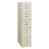 HON 310 Series 5-Drawer Vertical Metal File Cabinet, Letter, 60" Height, Full-Suspension, Light Gray