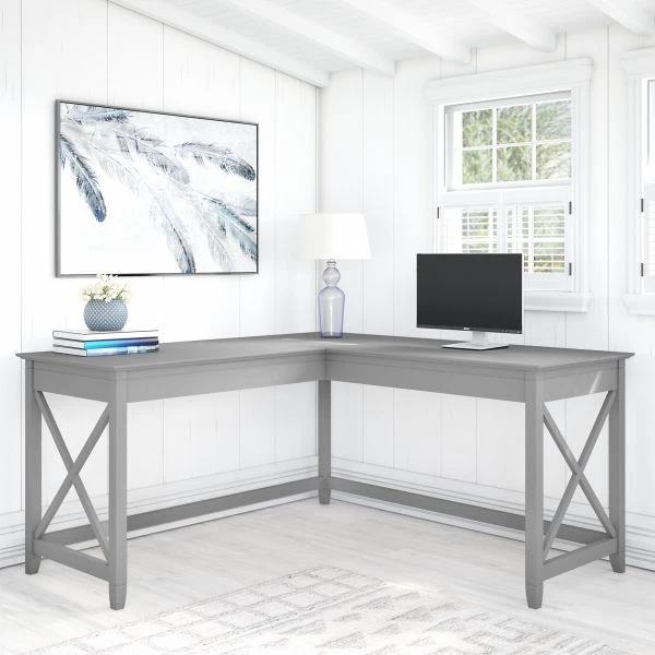 Bush Furniture Key West 60W L Shaped Desk In Cape Cod Gray 5 Bush Furniture Key West 60W L Shaped Desk In Cape Cod Gray - Image 5
