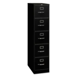 HON 310 Series 5-Drawer Vertical Metal File Cabinet, Legal, 60" Height, Full-Suspension, Black