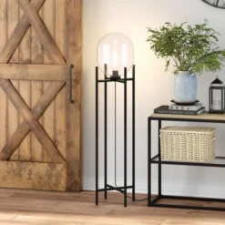 Edison 55" Tall Floor Lamp With Glass Shade In Blackened Bronze/Clear -office furniture sale d3230b8f695707069022d6b0dd001a4f84