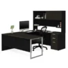 Bestar Pro-Concept Plus U-Desk With Hutch In Deep Grey & Black