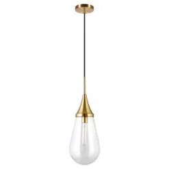 Ambrose 8.63" Wide Pendant With Glass Shade In Brass/Clear