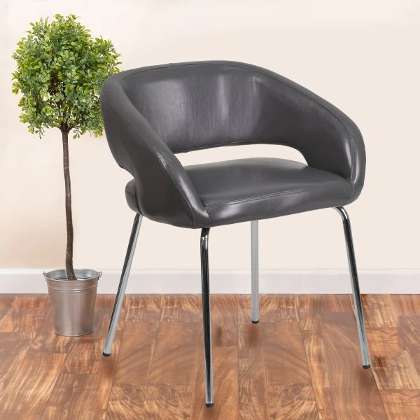 Flash Furniture Fusion Series Contemporary Gray Leather Side-Reception-Lounge Chair 1 Flash Furniture Fusion Series Contemporary Gray Leather Side-Reception-Lounge Chair