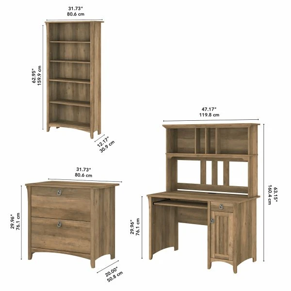 Bush Furniture Salinas Mission Desk With Hutch, Lateral File Cabinet And 5 Shelf Bookcase In Reclaimed Pine 8 Bush Furniture Salinas Mission Desk With Hutch, Lateral File Cabinet And 5 Shelf Bookcase In Reclaimed Pine - Image 8