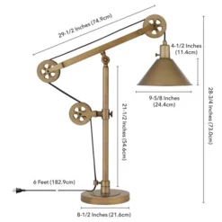 Descartes 29" Tall Pulley System Table Lamp With Metal Shade In Brass/Brass -office furniture sale d42f7a561d3dbae9551ad0bc007e2bb06e