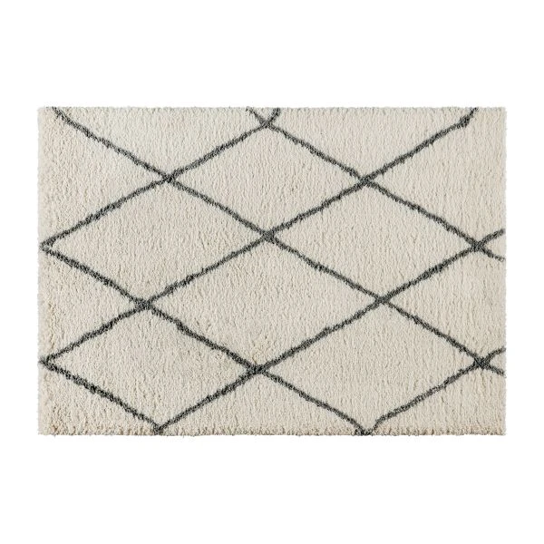 Roxy Shag Style Diamond Trellis Area Rug - 5' X 7' - Ivory/Gray Polyester (PET) 2 Roxy Shag Style Diamond Trellis Area Rug - 5' X 7' - Ivory/Gray Polyester (PET) - Image 2