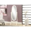 Monarch Specialties Mirror, Full Length, Standing, Floor, 60" Oval, Dressing, Bedroom, White Wood, Traditional