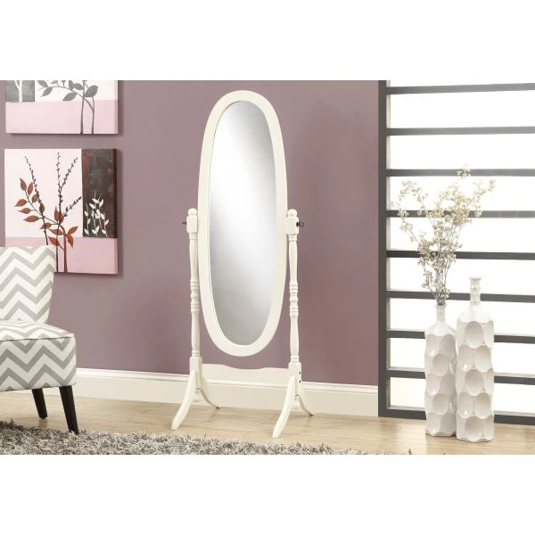 Monarch Specialties Mirror, Full Length, Standing, Floor, 60" Oval, Dressing, Bedroom, White Wood, Traditional 1 Monarch Specialties Mirror, Full Length, Standing, Floor, 60" Oval, Dressing, Bedroom, White Wood, Traditional