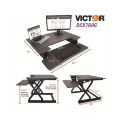 Victor High Rise Height Adjustable Standing Desk With Keyboard Tray, 36" X 31.25" X 5.25" To 20", Gray/Black -office furniture sale d4dc96e675c4f73c0908b781e8036a60cf