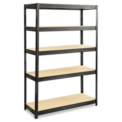 Safco Boltless Steel/Particleboard Shelving, Five-Shelf, 48w X 18d X 72h, Black