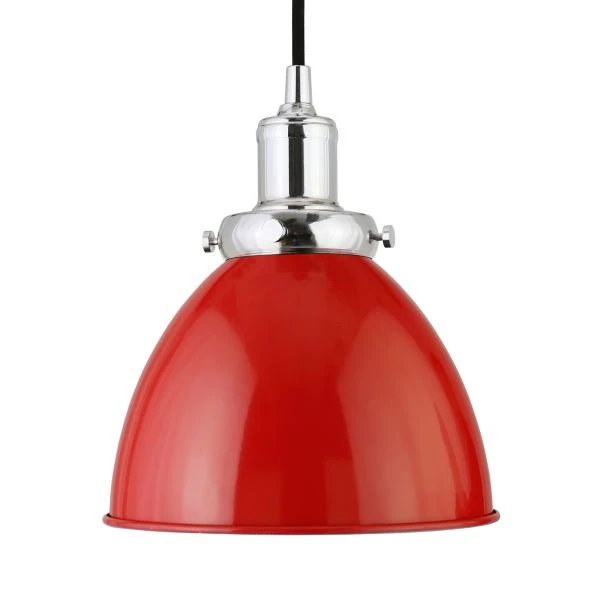 Madison 8" Wide Pendant With Metal Shade In Poppy Red/Polished Nickel/Poppy Red 4 Madison 8" Wide Pendant With Metal Shade In Poppy Red/Polished Nickel/Poppy Red - Image 4
