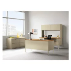 HON Metro Classic Series Right Pedestal "L" Workstation Desk, 66" X 30" X 29.5", Harvest/Putty -office furniture sale d557b8df73ef2392325af7beccddc8f224 2