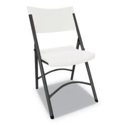 Alera Premium Molded Resin Folding Chair, White Seat/White Back, Dark Gray Base, 4/Carton