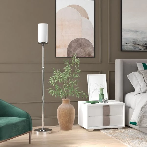 Frieda 66" Tall Floor Lamp With Glass Shade In Polished Nickel/White Milk 2 Frieda 66" Tall Floor Lamp With Glass Shade In Polished Nickel/White Milk - Image 2