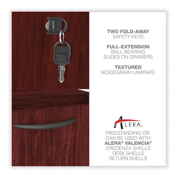 Alera Valencia Series Hanging Pedestal File, Left/Right, 2-Drawers: Box/File, Legal/Letter, Mahogany, 15.63" X 20.5" X 19.25" 6 Alera Valencia Series Hanging Pedestal File, Left/Right, 2-Drawers: Box/File, Legal/Letter, Mahogany, 15.63" X 20.5" X 19.25" - Image 6