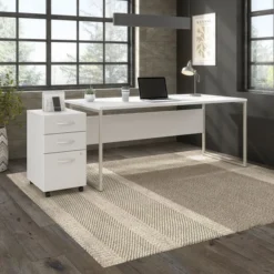 Bush Business Furniture Hybrid 72W X 36D Computer Table Desk With 3 Drawer Mobile File Cabinet In White -office furniture sale d5eb69b6633fc29686a672ca02897eb41e