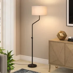 Callum Height-Adjustable Floor Lamp With Fabric Shade In Blackened Bronze/White 9 Callum Height-Adjustable Floor Lamp With Fabric Shade In Blackened Bronze/White -office furniture sale d5fbe941531ad76c8e43860e3dc980e721